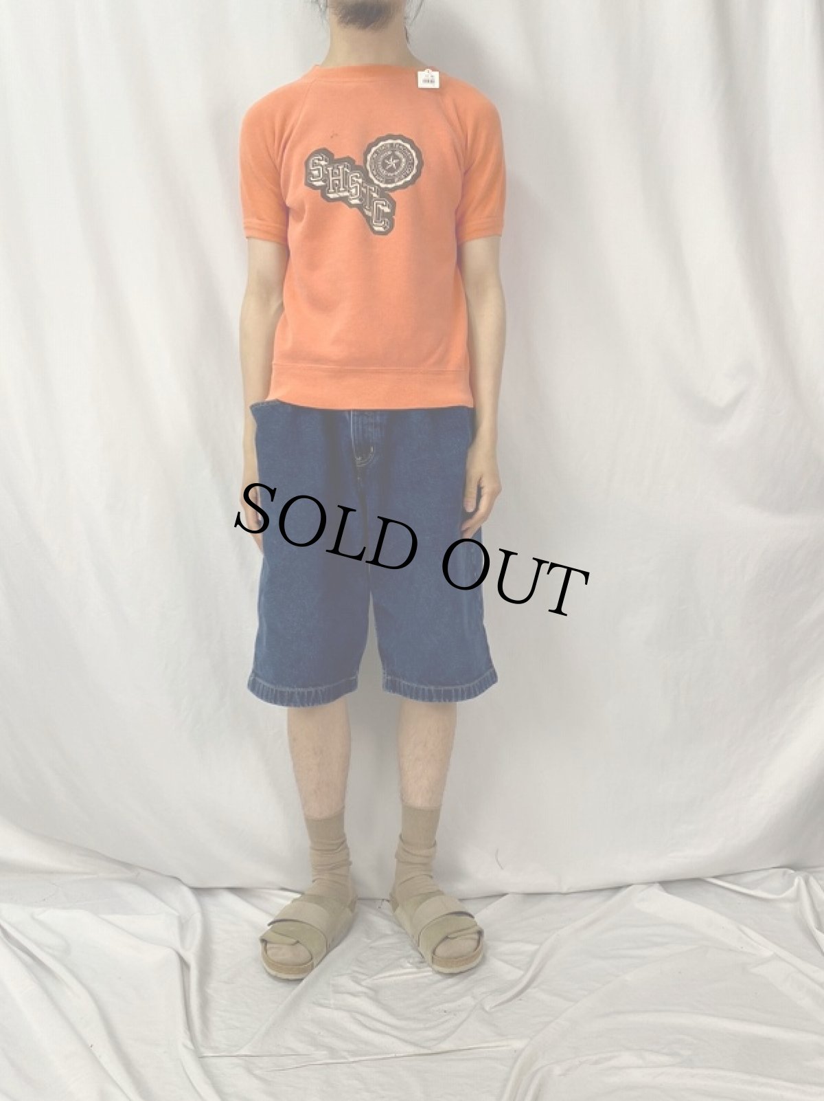 画像2: 〜60's "SHSTC" フロッキープリント ラグラン半袖スウェット (2)