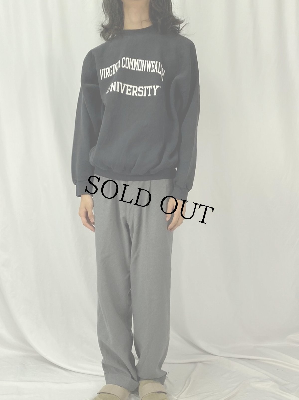 画像2: 90's MV SPORT USA製 "VIRGINIA COMMONWEALTH UNIVERSITY" プリントスウェット XL BLACK (2)