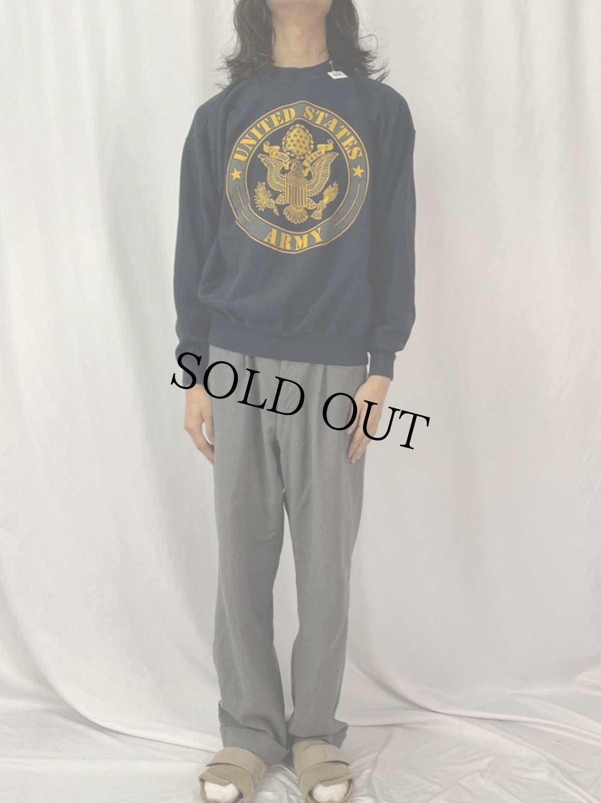 画像2: 90's SOFFE USA製 "U.S.ARMY" リフレクタープリントスウェット XL BLACK  (2)