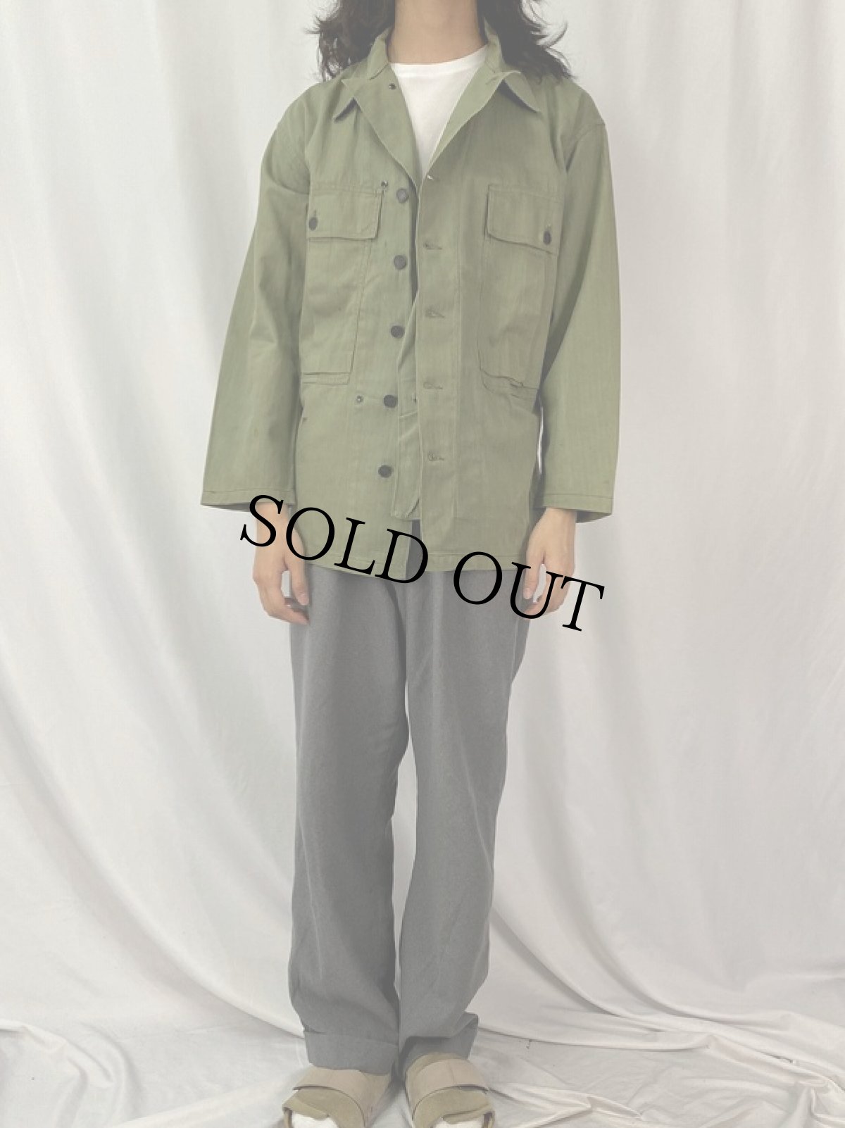 画像2: 40's U.S.ARMY 13スター M-43 HBTジャケット 40R (2)