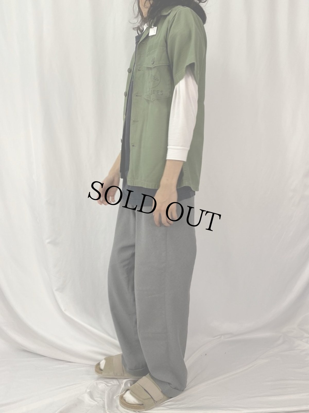 画像3: 60's U.S.ARMY "SEABEES" ステンシル入り ユーティリティシャツ (3)