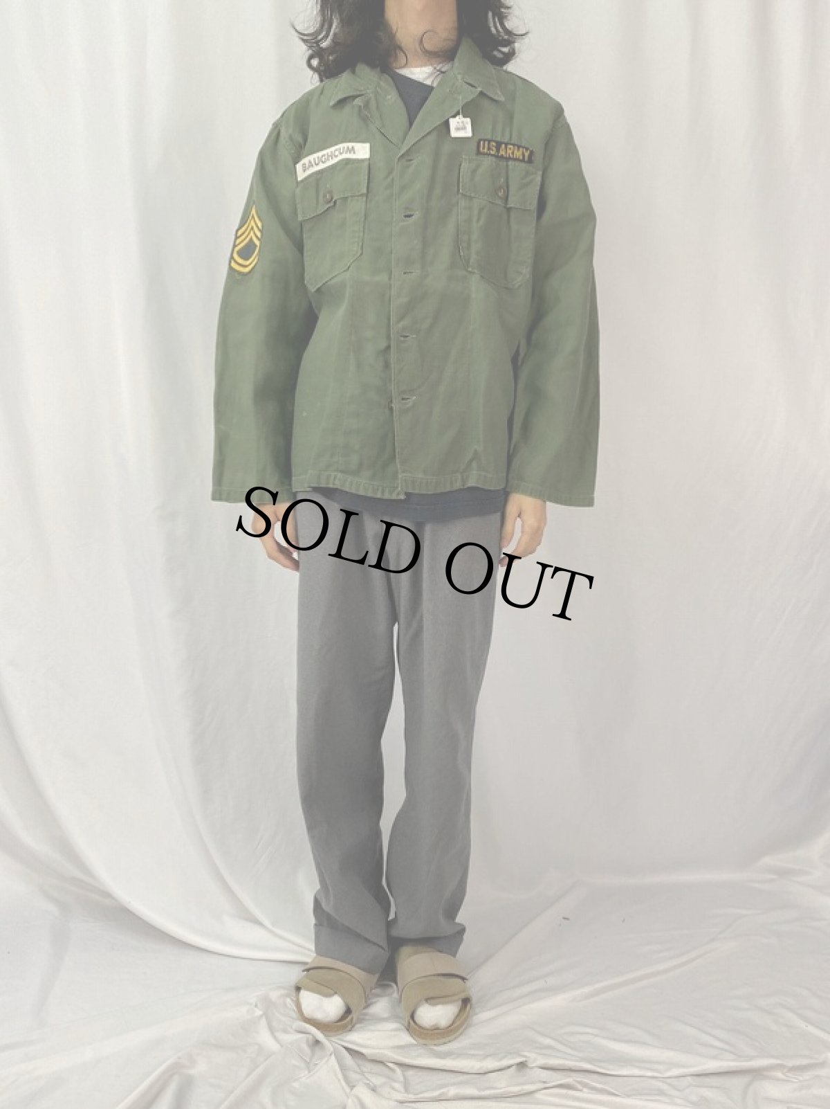 画像2: 60's U.S.ARMY パッチ付き ユーティリティシャツ 1st後期 (2)