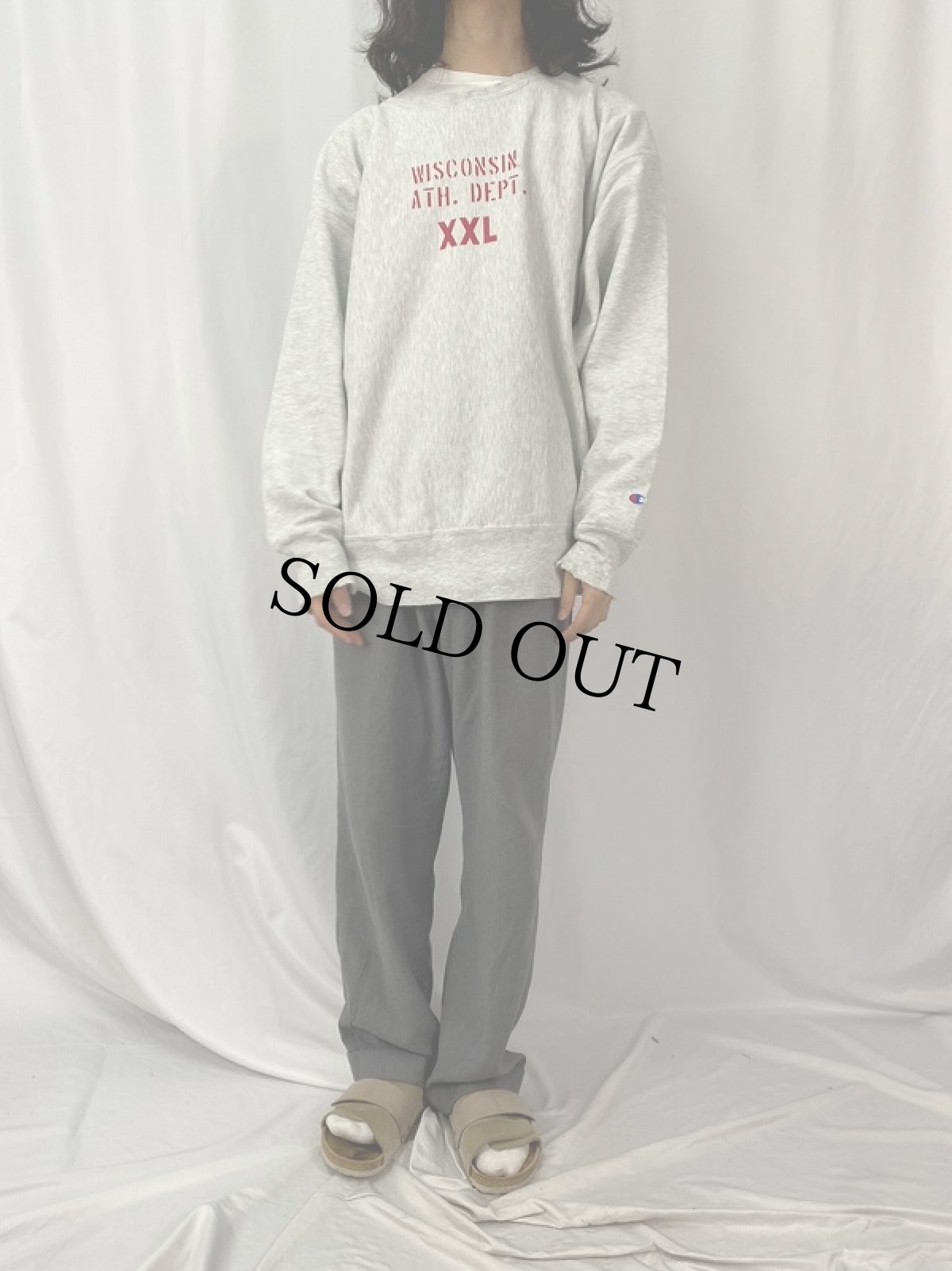 画像2: Champion REVERSE WEAVE "WISCONSIN ATH.DEPT." プリントスウェット XXL (2)