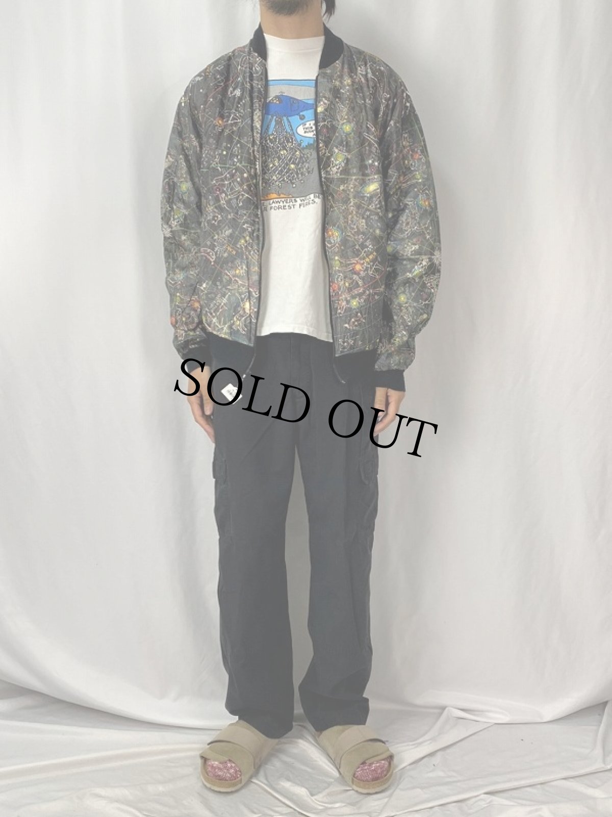 画像2: 〜90's GLOWIN' THE GALAXY USA製 星座柄 ペーパージャケット XXL (2)