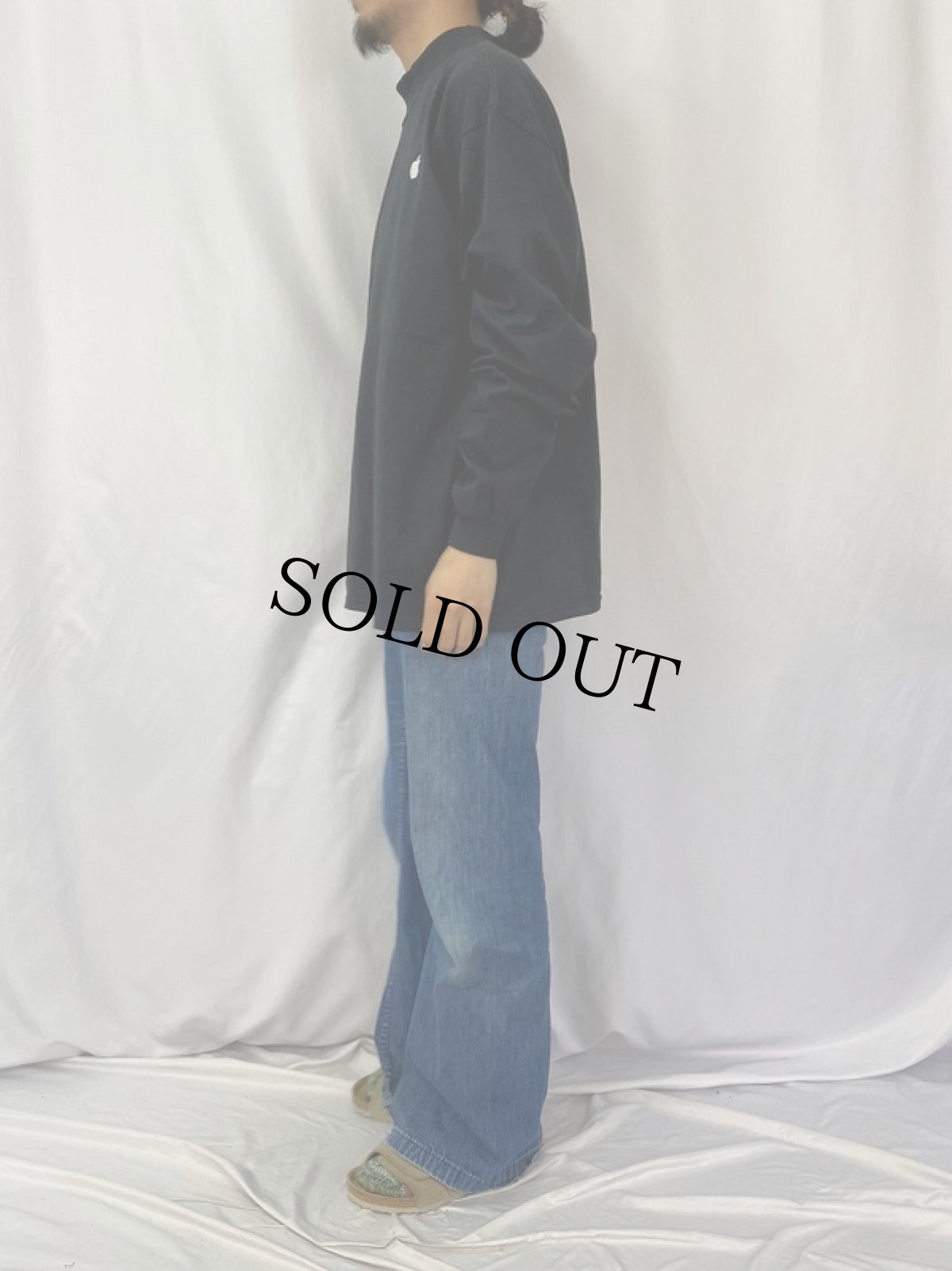 画像3: 90's Apple USA製 ロゴ刺繍 モックネックロンＴ XL (3)