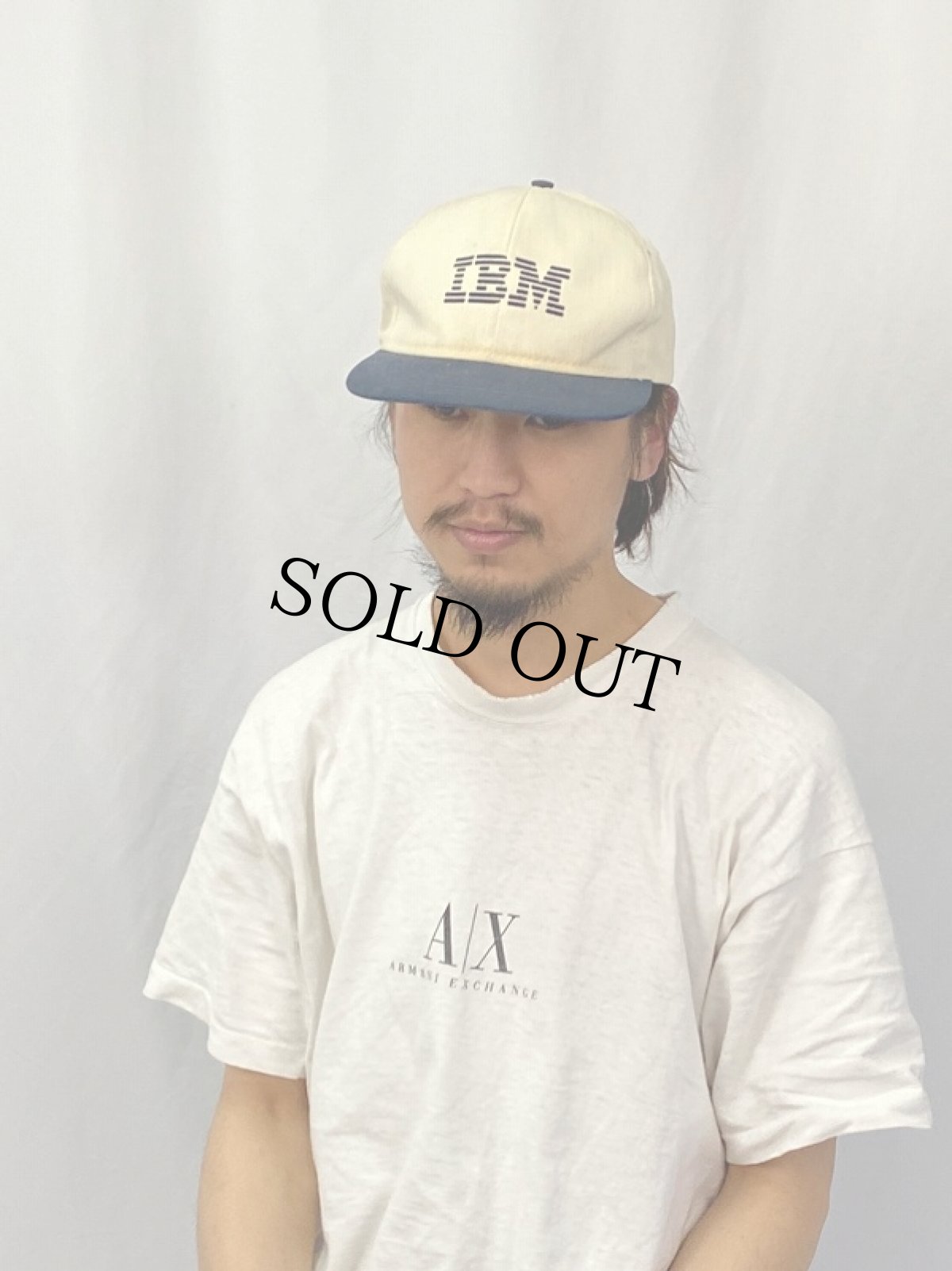 画像2: 90's IBM USA製 企業ロゴ ヘリンボーン織 スナップバックキャップ (2)