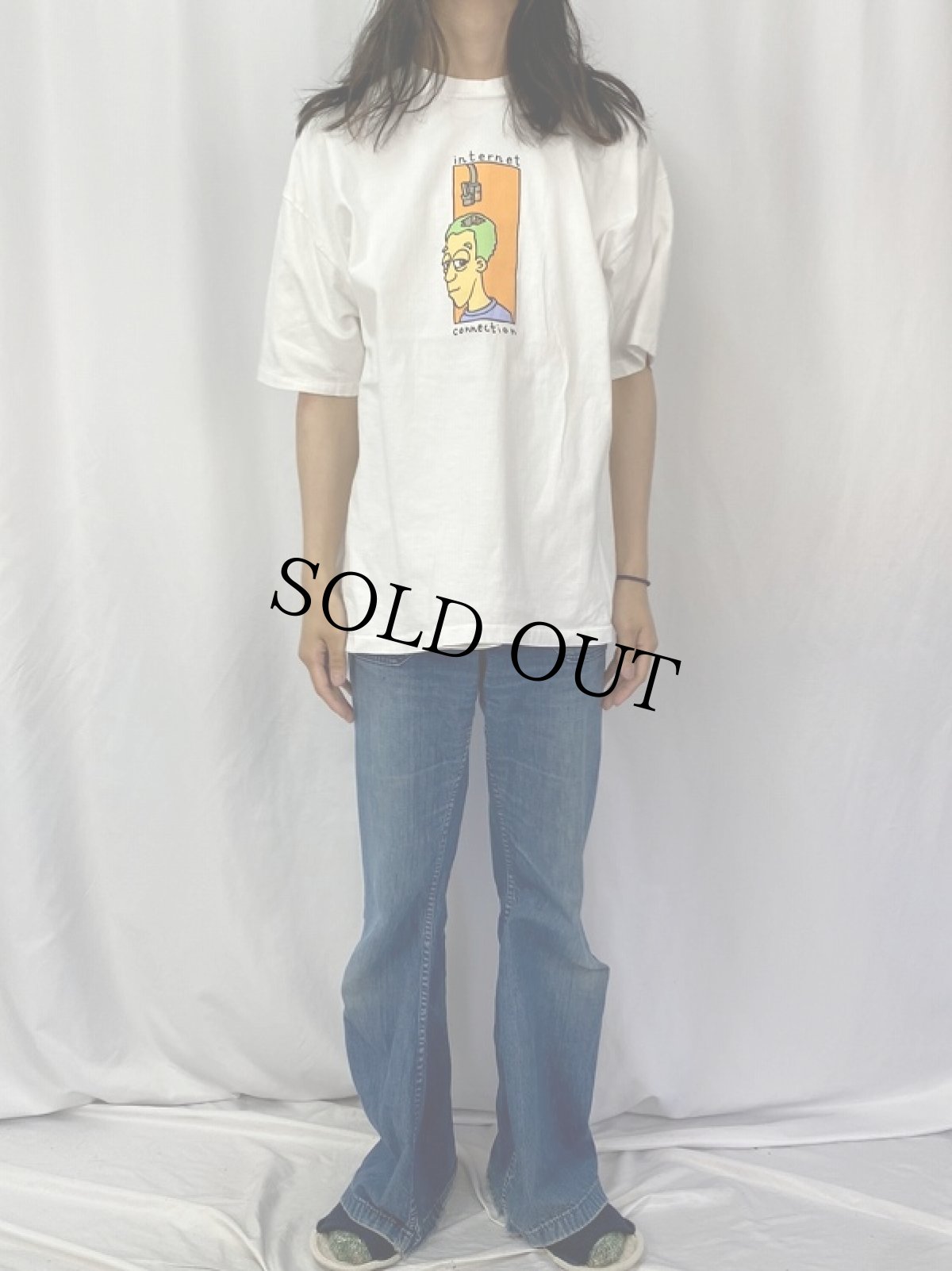 画像2: 90's USA製 "internet connection" 企業プリントTシャツ XL (2)