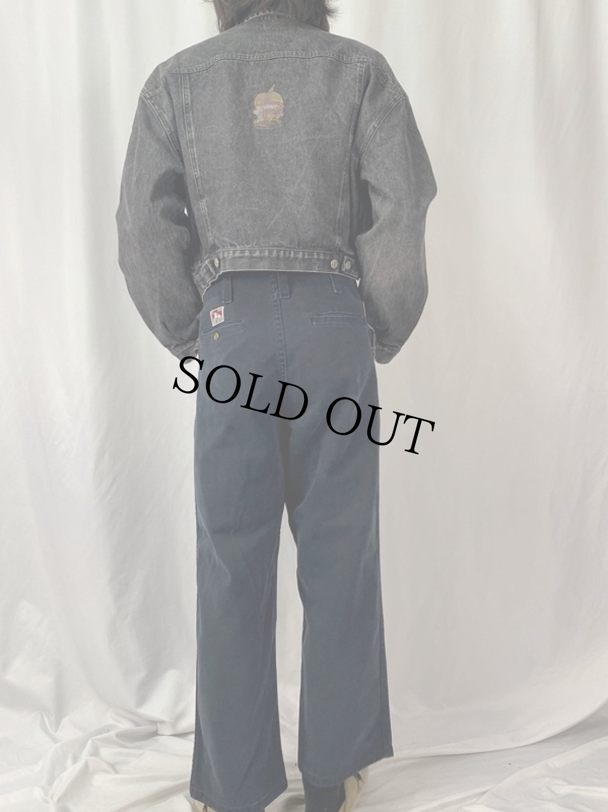 画像4: 〜90's DUK ITALY製 ブラックデニムジャケット L (4)