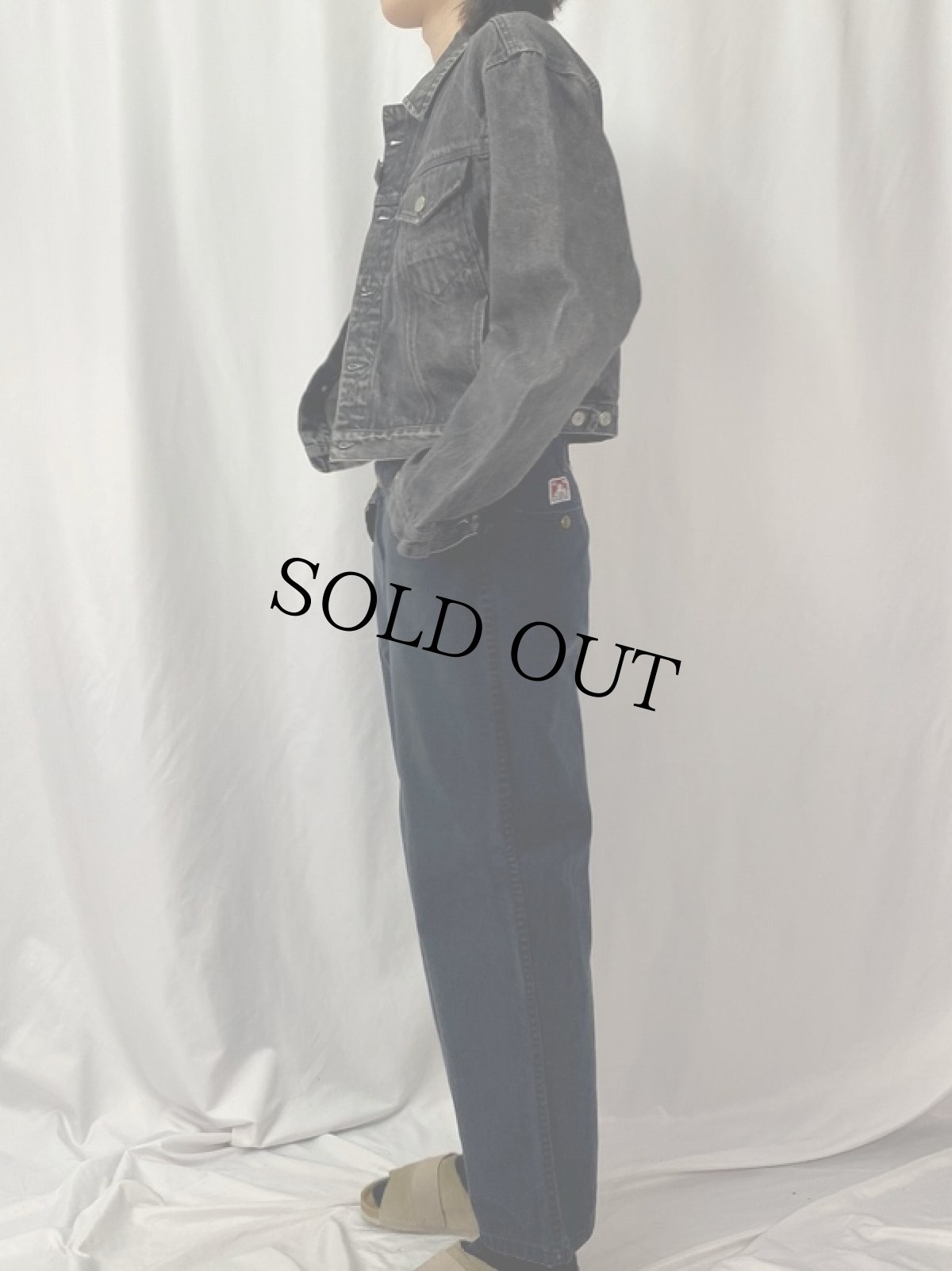 画像3: 〜90's DUK ITALY製 ブラックデニムジャケット L (3)