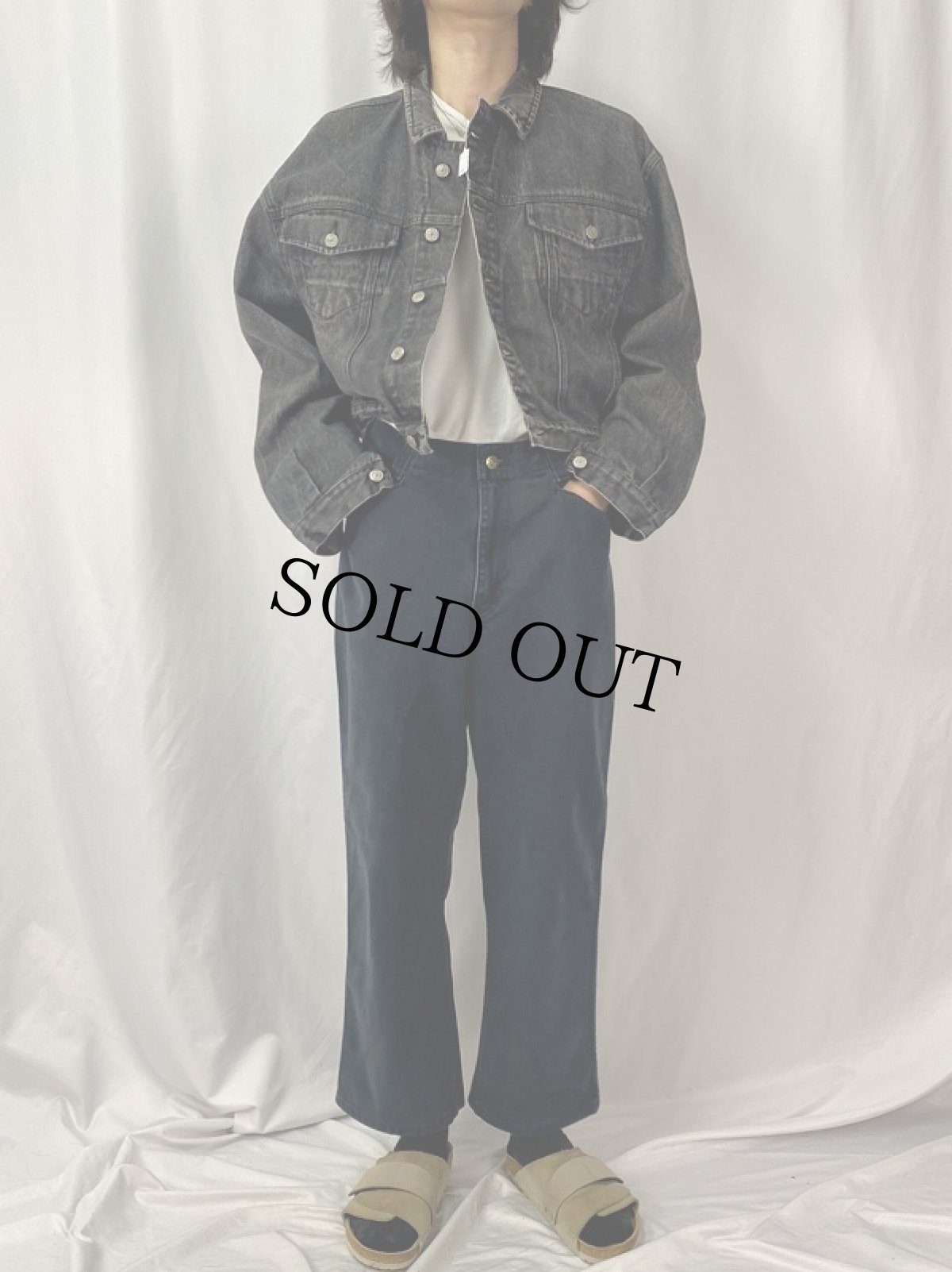 画像2: 〜90's DUK ITALY製 ブラックデニムジャケット L (2)