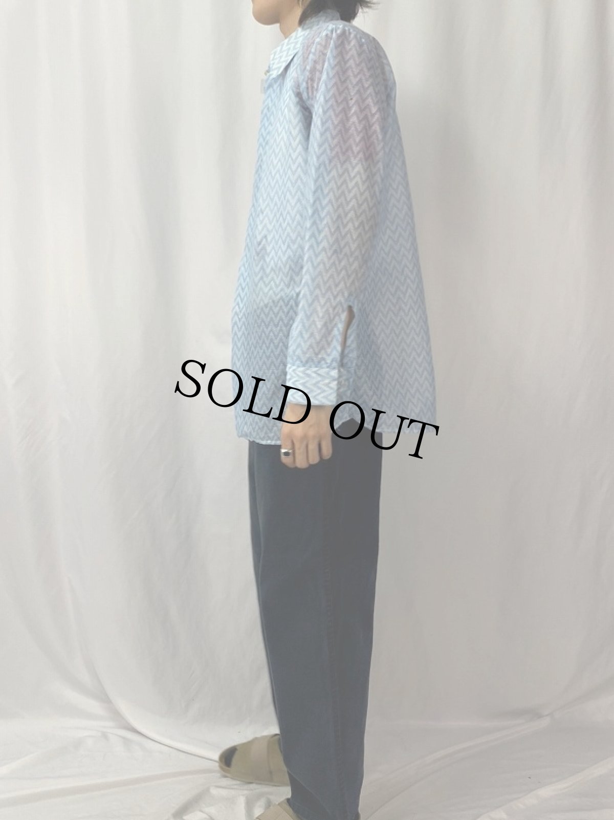 画像5: 70's Malimo 総柄 シースルーシャツ  (5)