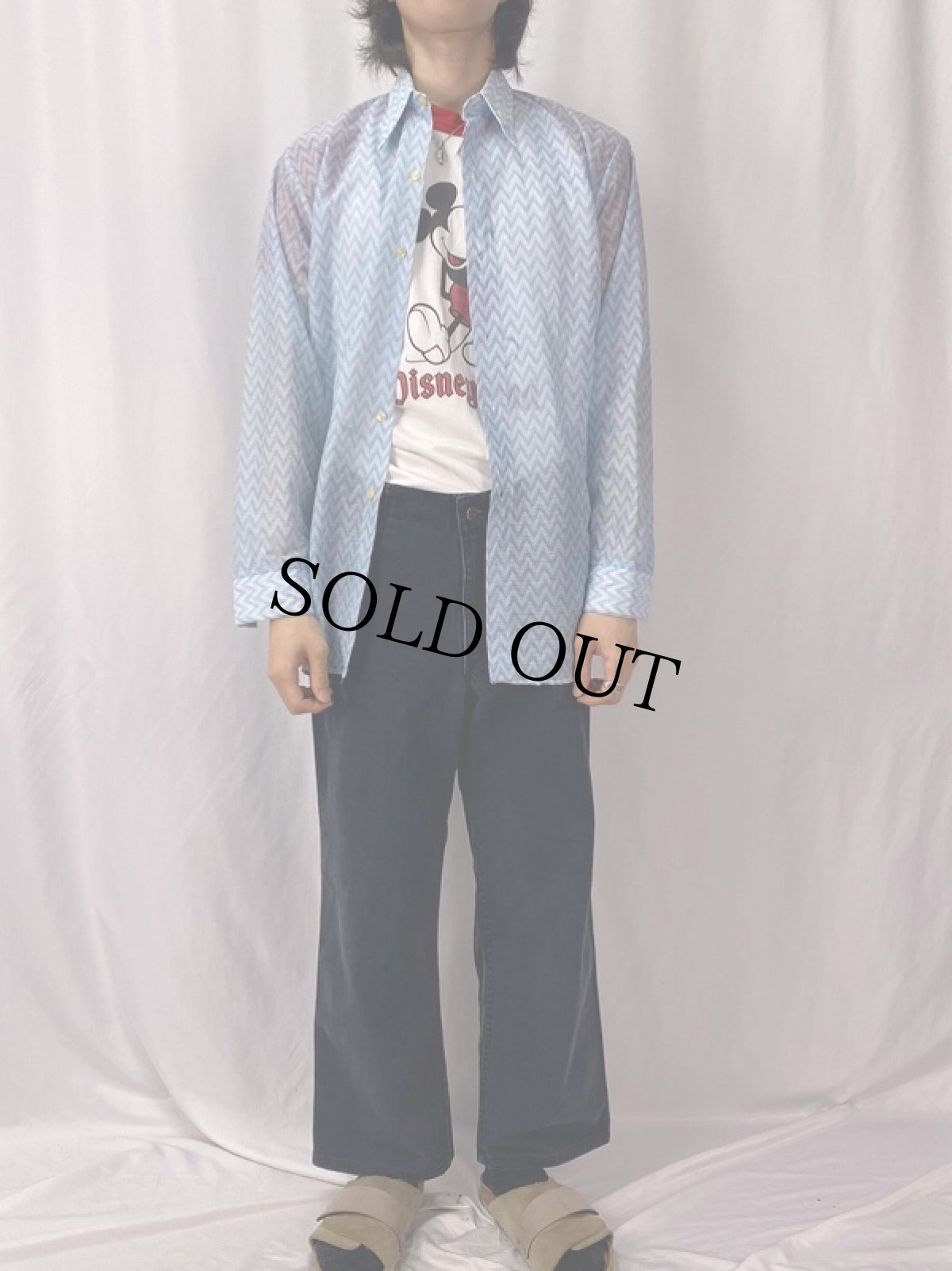 画像4: 70's Malimo 総柄 シースルーシャツ  (4)