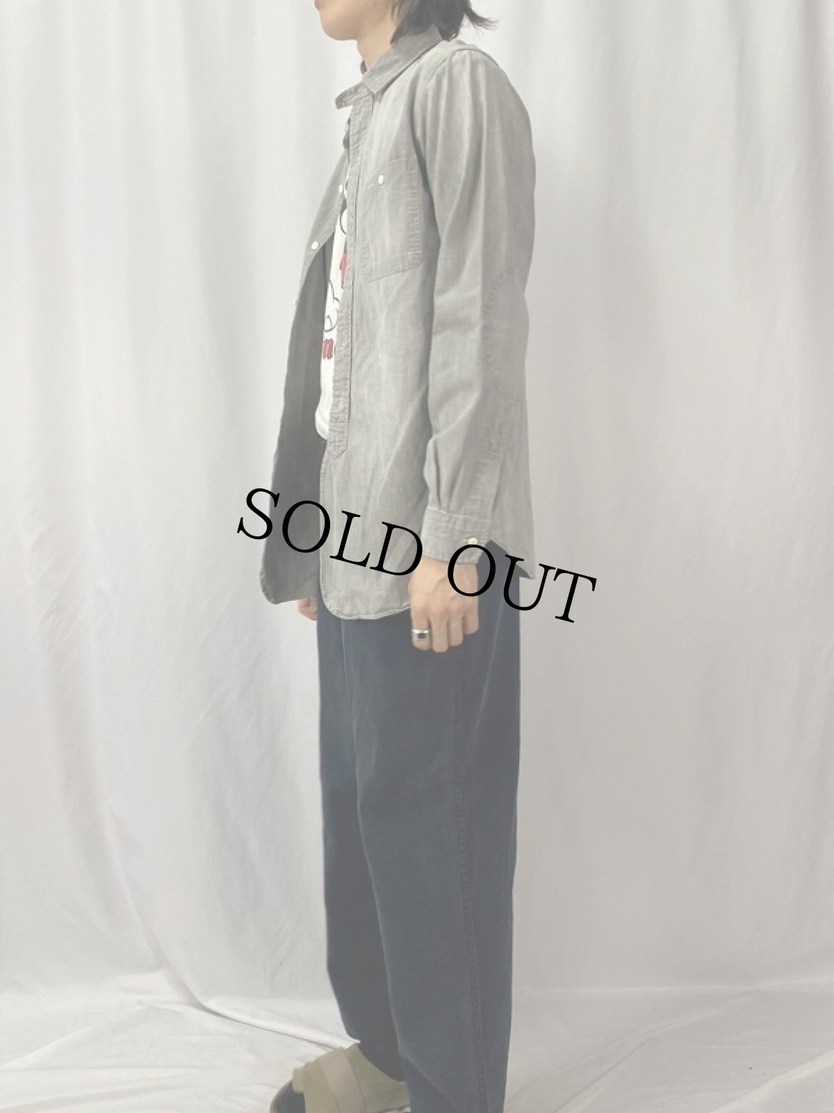 画像3: POLO Ralph Lauren エルボーパッチ付き コットンワークシャツ M (3)