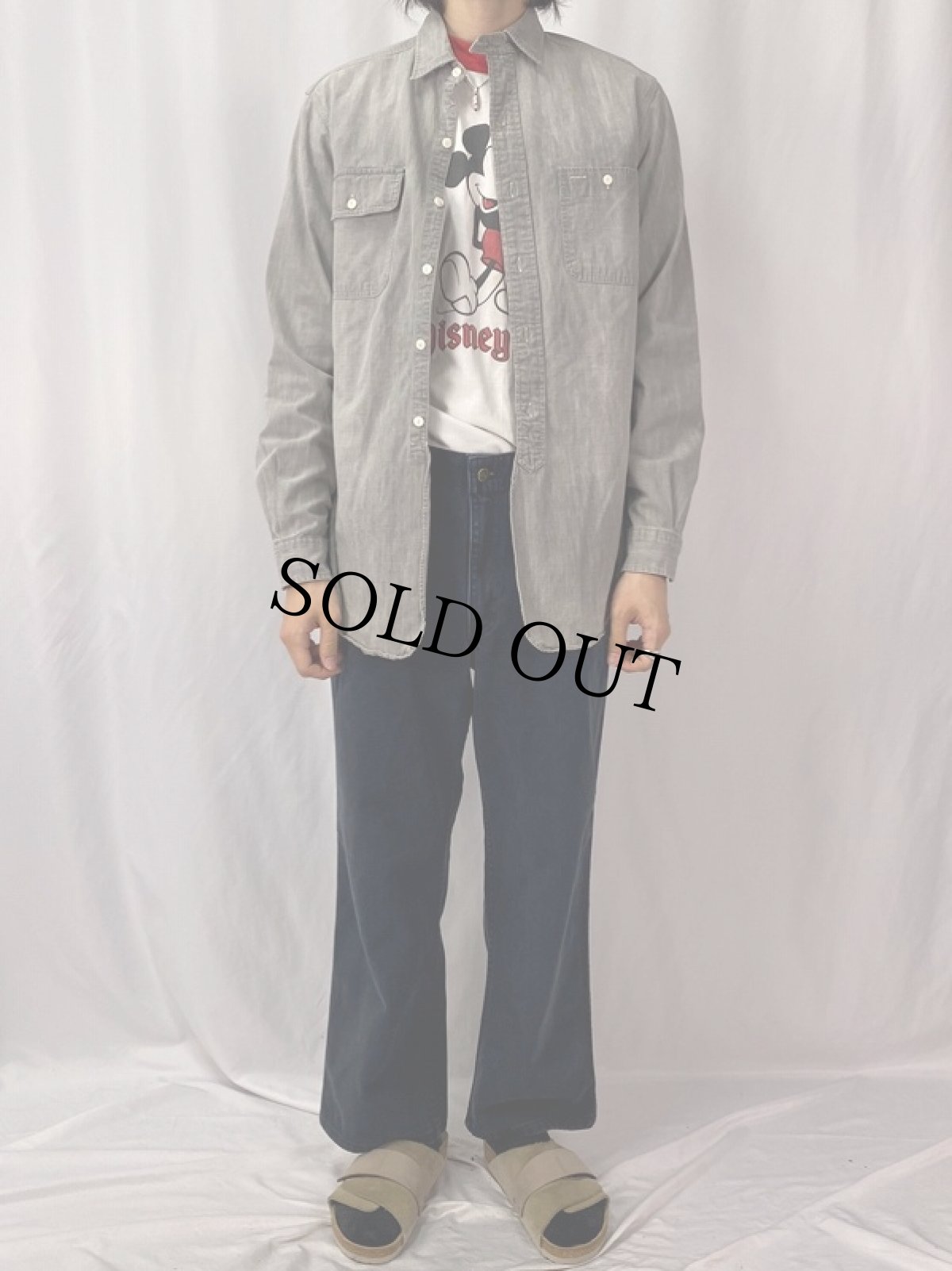 画像2: POLO Ralph Lauren エルボーパッチ付き コットンワークシャツ M (2)