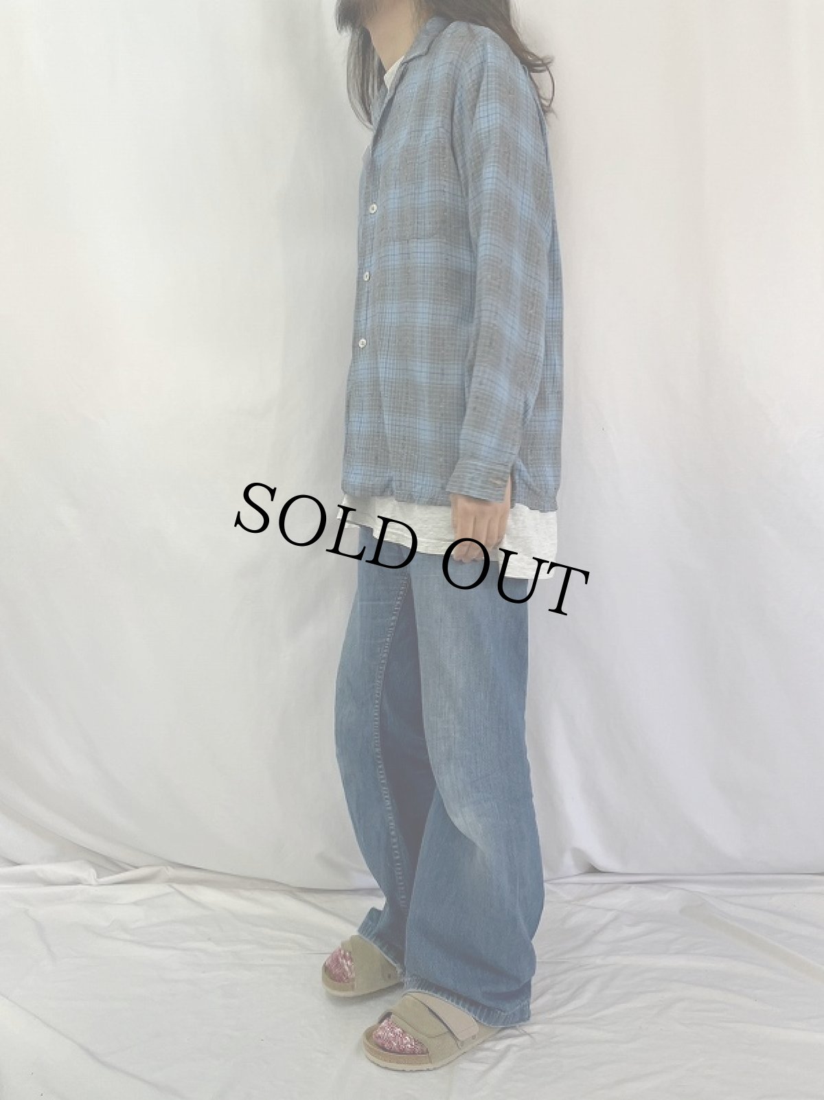 画像3: 50's Stradivari チェック柄 レーヨンオープンカラーシャツ M (3)