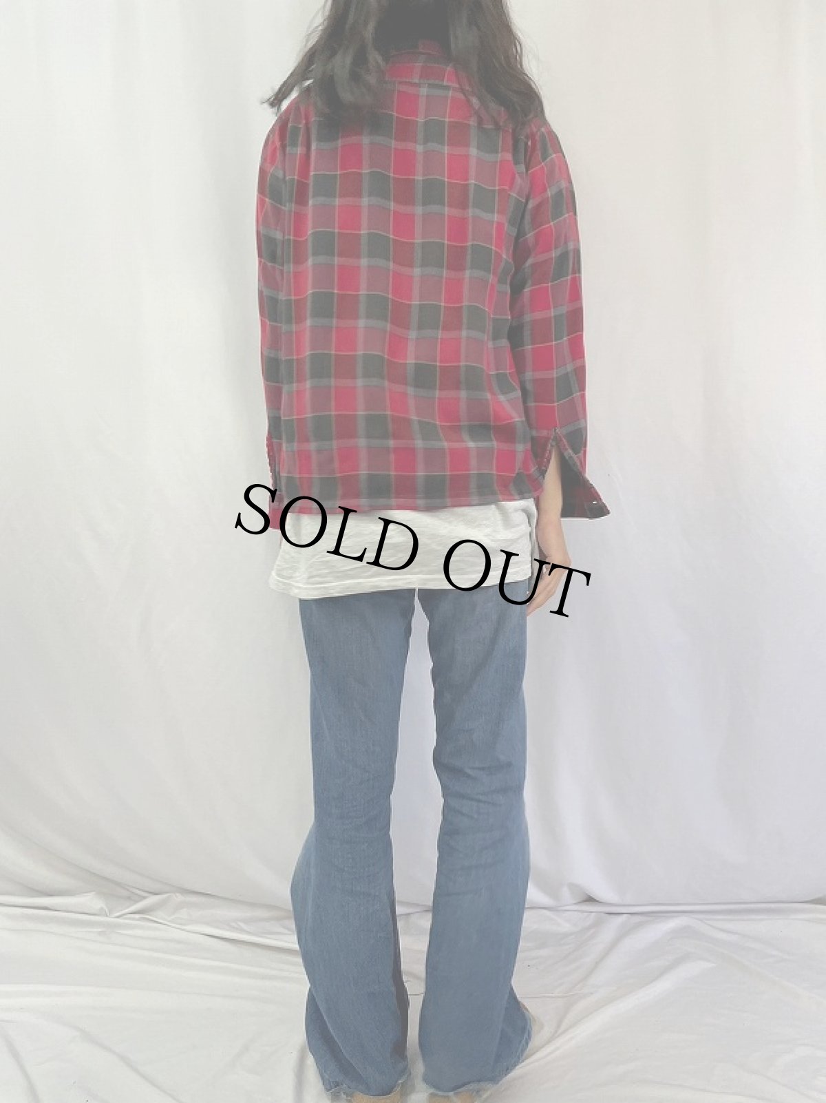 画像4: 60's Mac Phergus チェック柄 2PLY オープンカラーシャツ L (4)