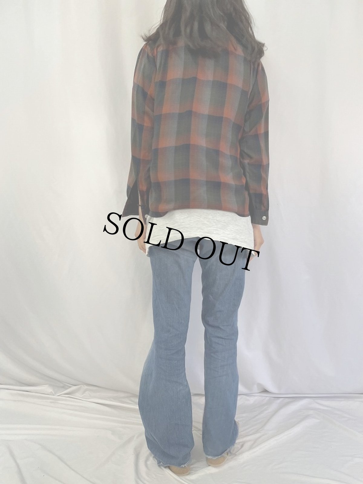 画像4: 60's MACY'S KEMPTON チェック柄 レーヨン×アセテート オープンカラーシャツ M (4)