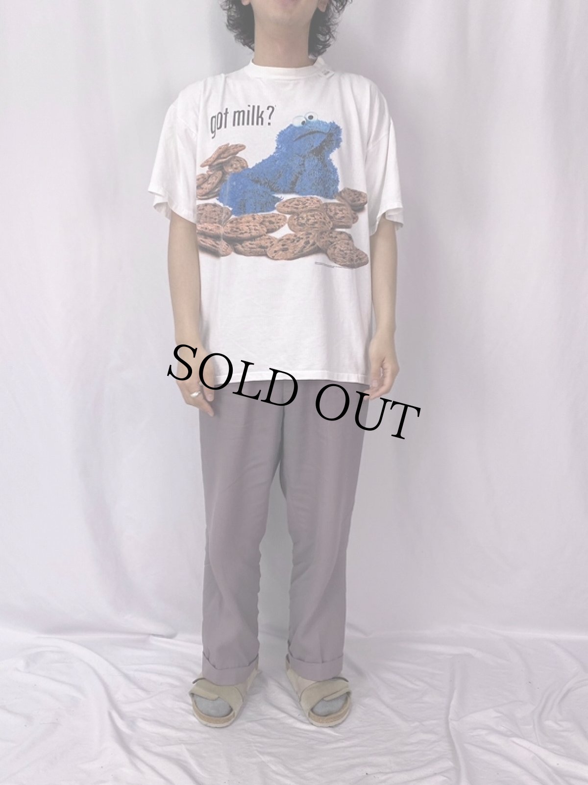 画像2: 90's COOKIE MONSTER "got milk?" 広告プリントTシャツ XL (2)