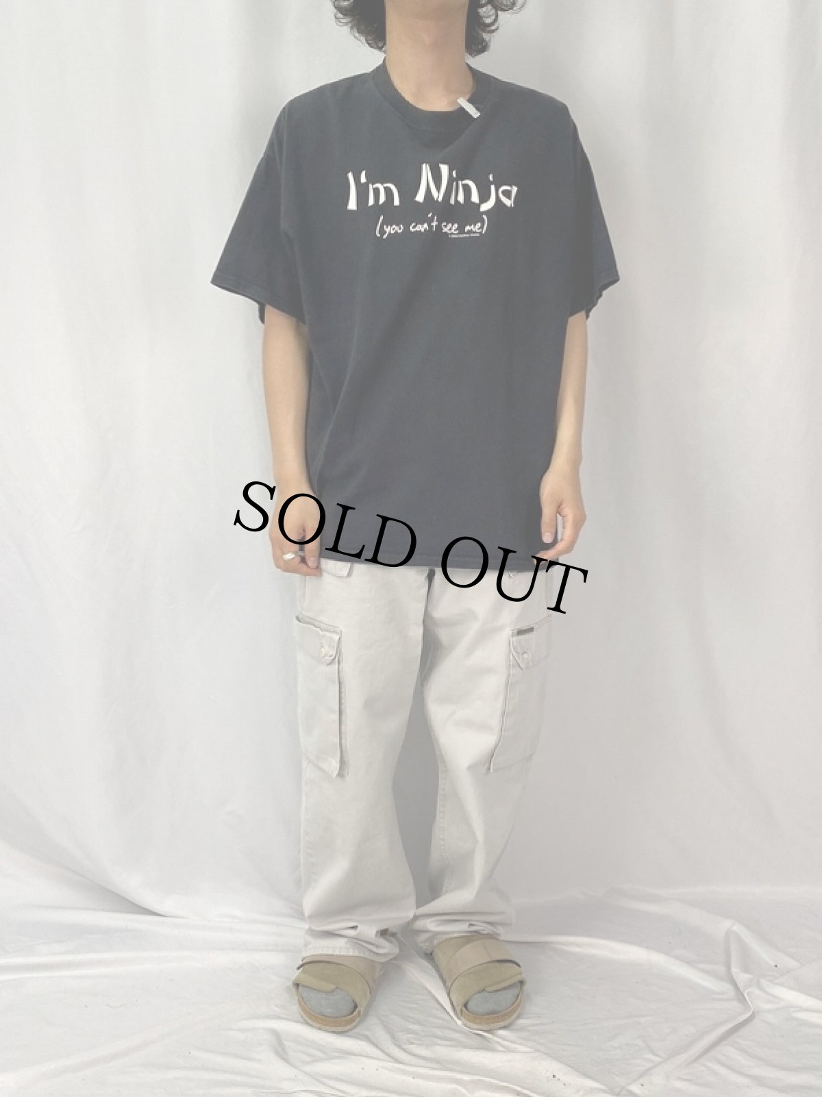 画像2: 2000's "I'm Ninja(you can't see me)" プリントTシャツ XL (2)