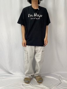 画像2: 2000's "I'm Ninja(you can't see me)" プリントTシャツ XL (2)