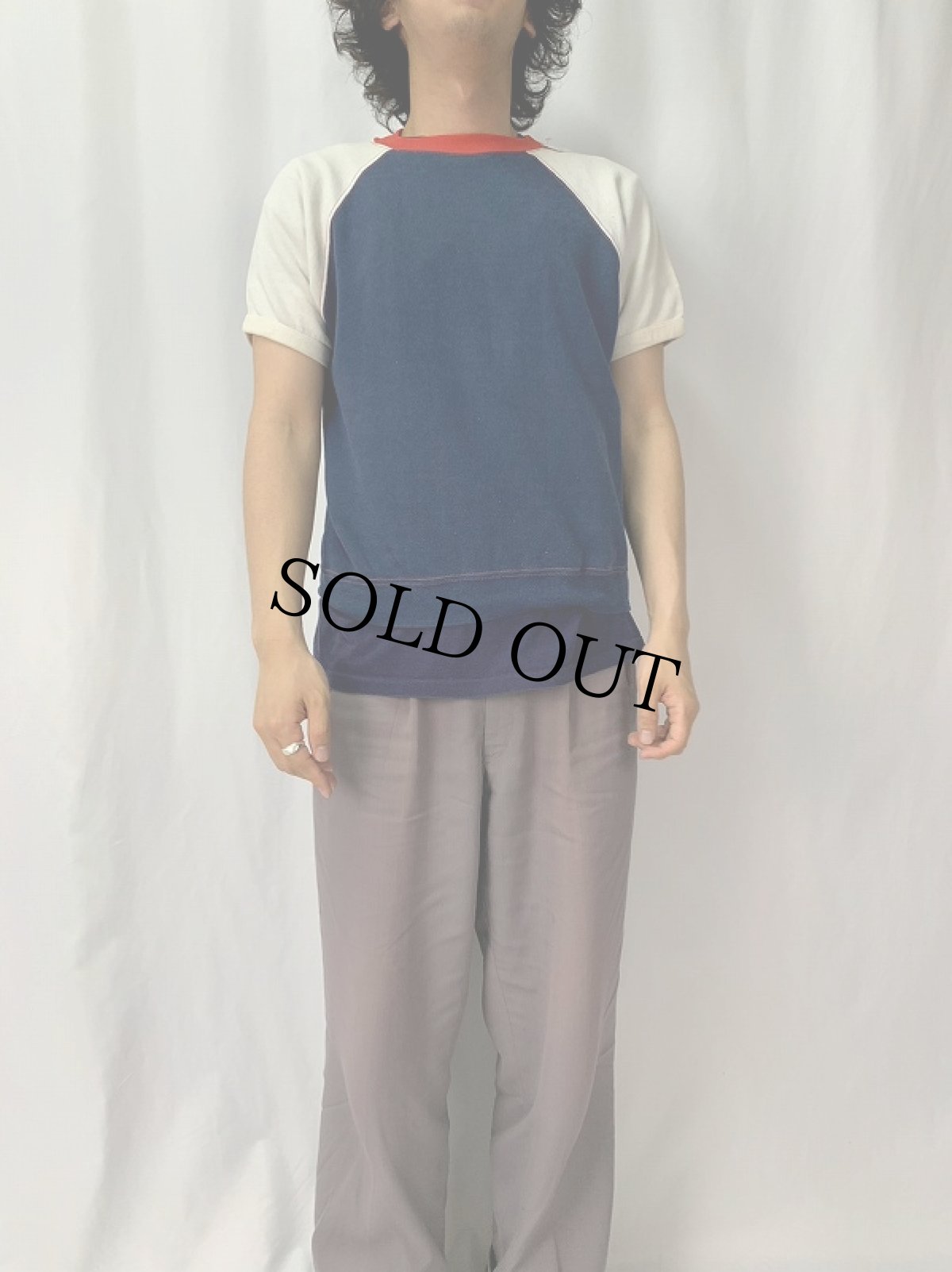 画像2: 70's 切り替えデザイン ラグラン半袖スウェット (2)