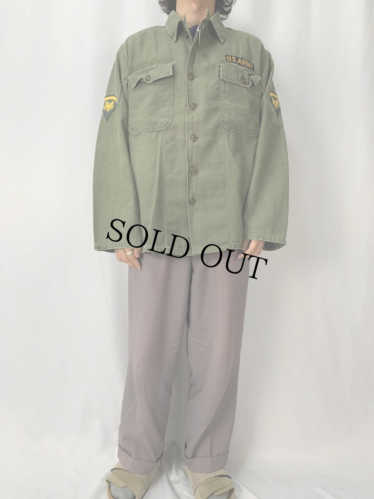 画像2: 50's U.S.ARMY パッチ付き ユーティリティシャツ 1st 初期 (2)