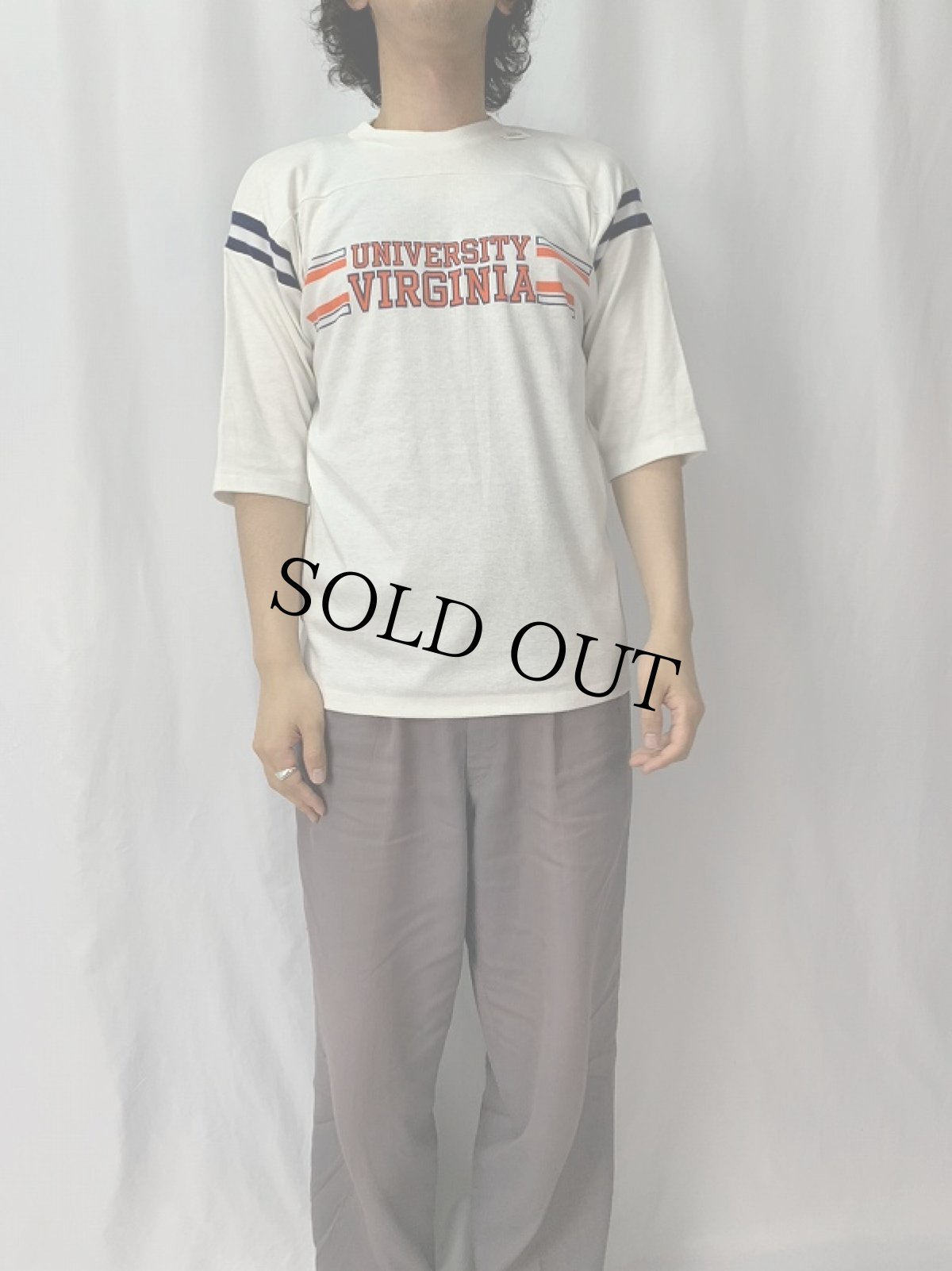 画像2: 70〜80's ARTEX USA製 "UNIVERSITY VIRGINIA" フットボールTシャツ M (2)