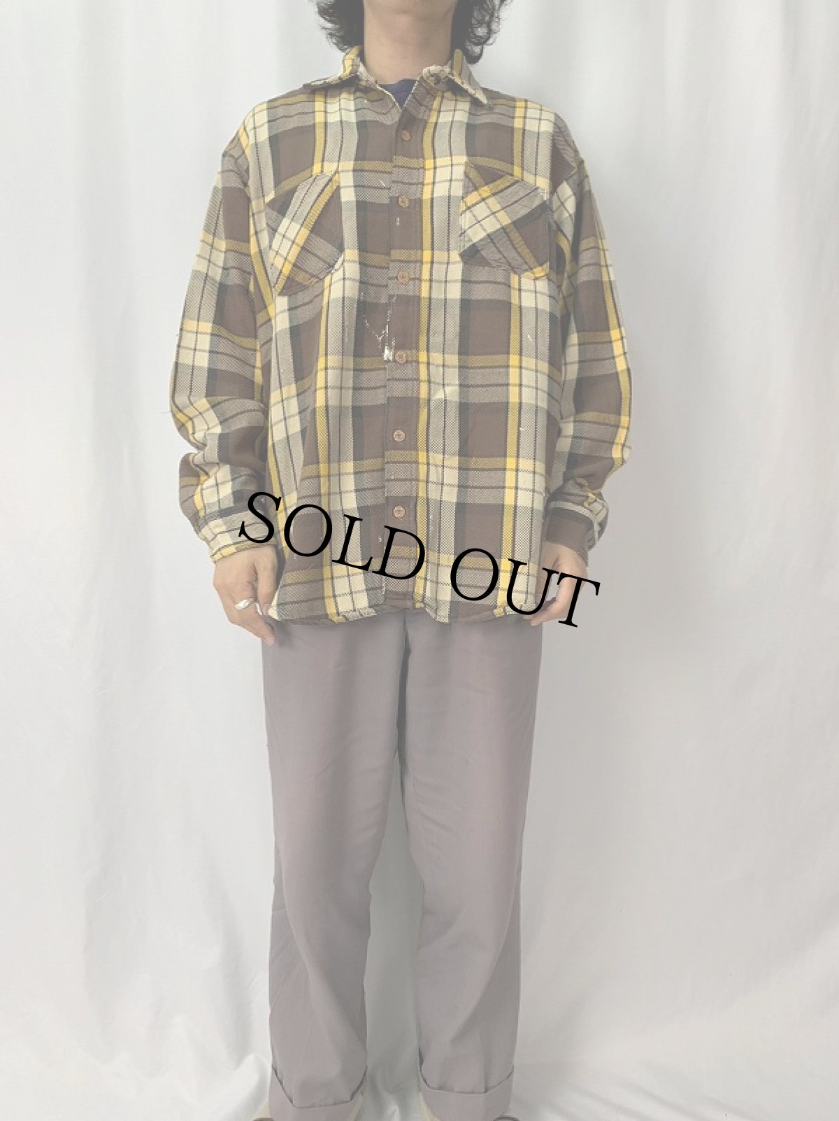 画像2: 70's JCPenney BIGMAC チェック柄 ヘビーネルシャツ  L (2)