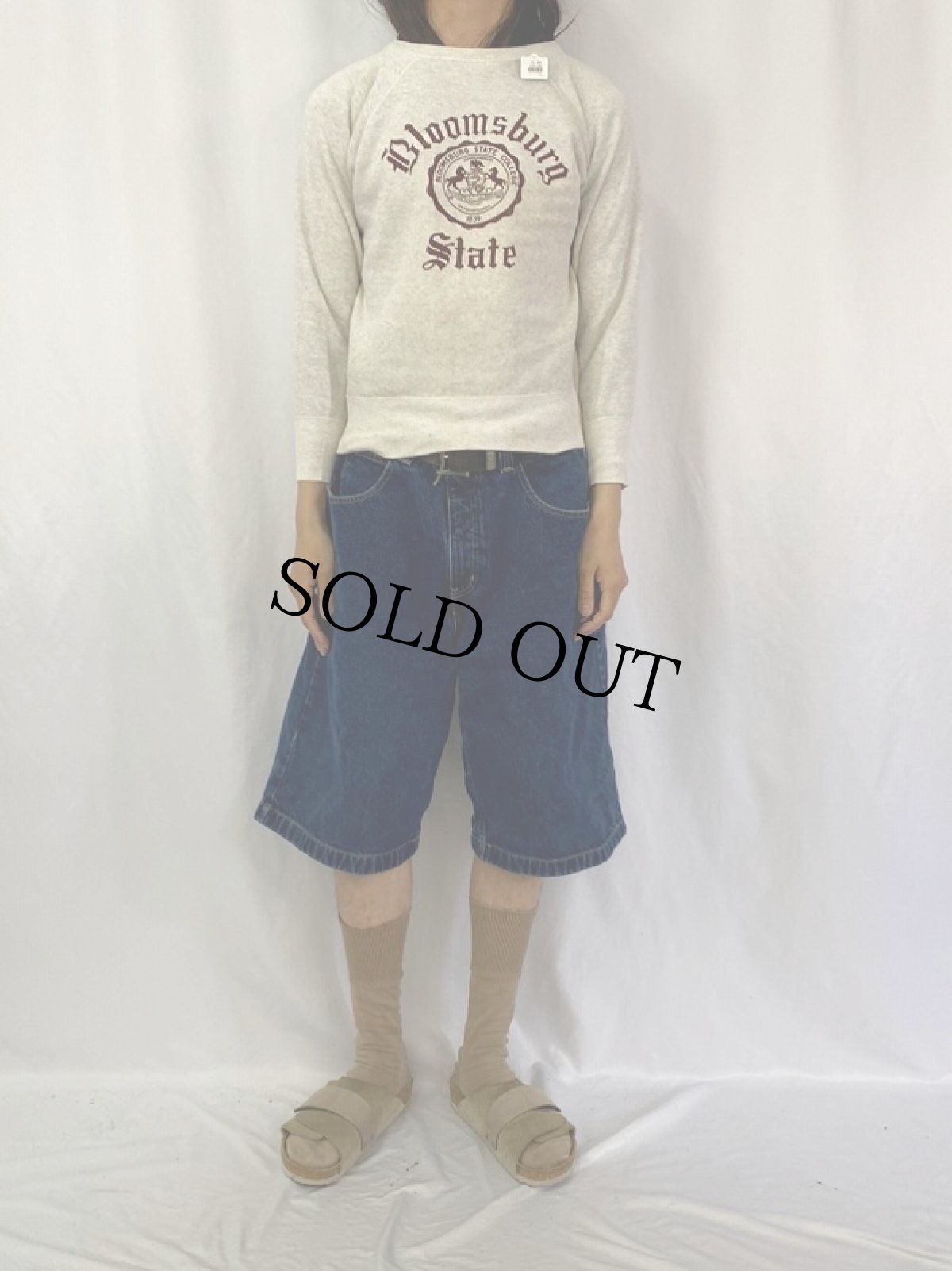 画像2: 60's Champion 大文字ランタグ "Bloomsburg State" プリントラグランスウェット (2)