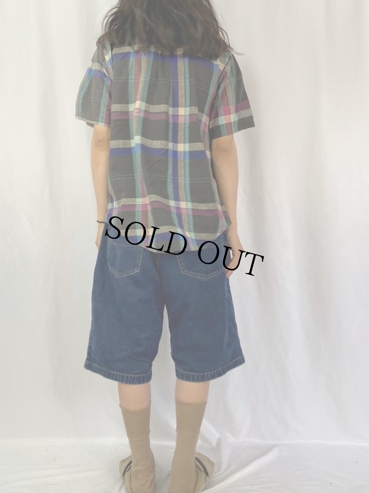 画像4: 90's GITMAN BROS USA製 インディアンマドラス ボタンダウンシャツ L (4)