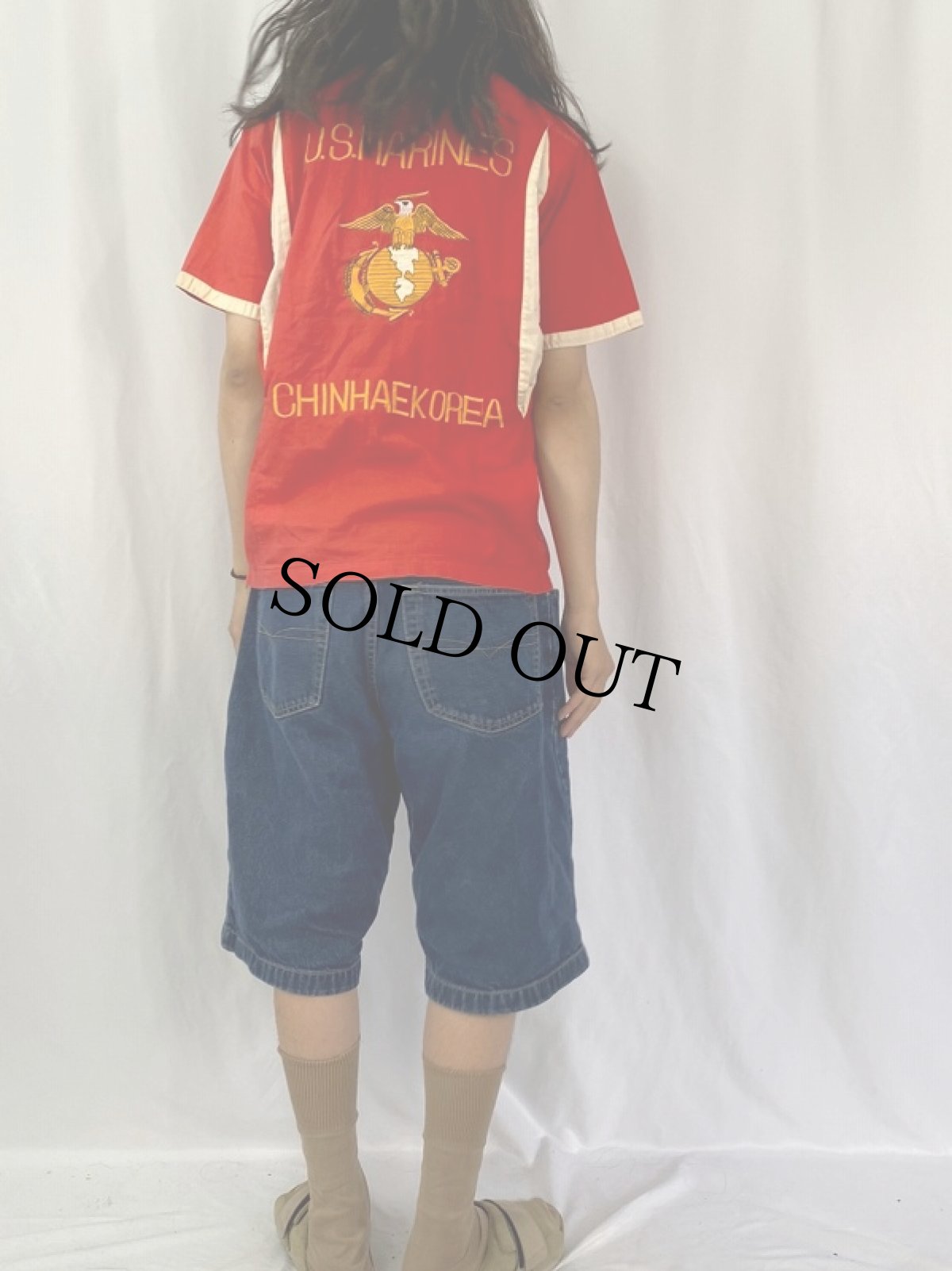 画像4: 60〜70's "U.S.MARINES CHINHAEKOREA" プルオーバー 刺繍スーベニアシャツ (4)