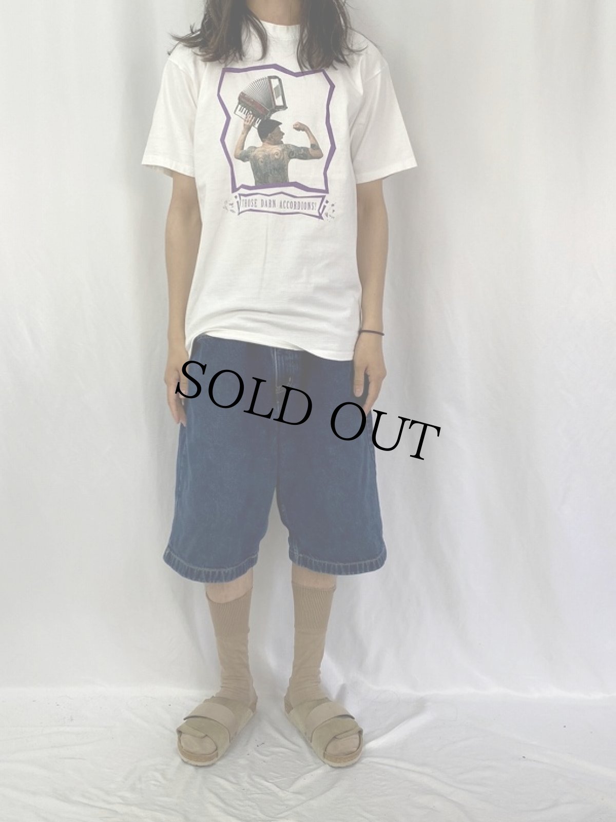 画像2: 【お客様お支払処理中】90's〜 THORSE DARN ACCORDIONS 音楽グループTシャツ L (2)