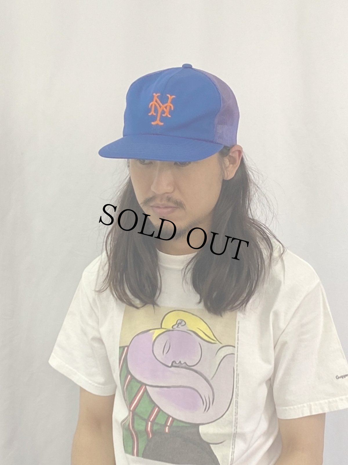 画像5: 80's MLB "NEW YORK METS" ロゴ刺繍 スナップバックメッシュキャップ (5)