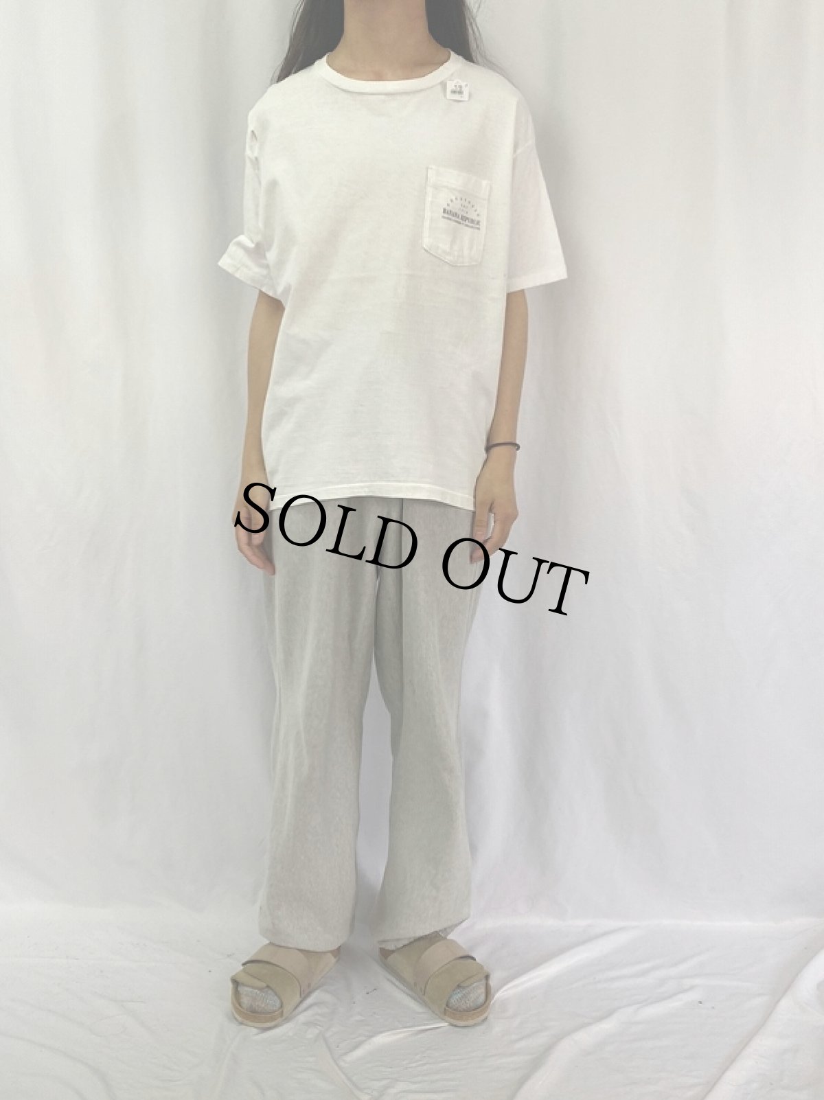 画像3: 90's BANANA REPUBLIC USA製 地図プリント ポケットTシャツ L (3)