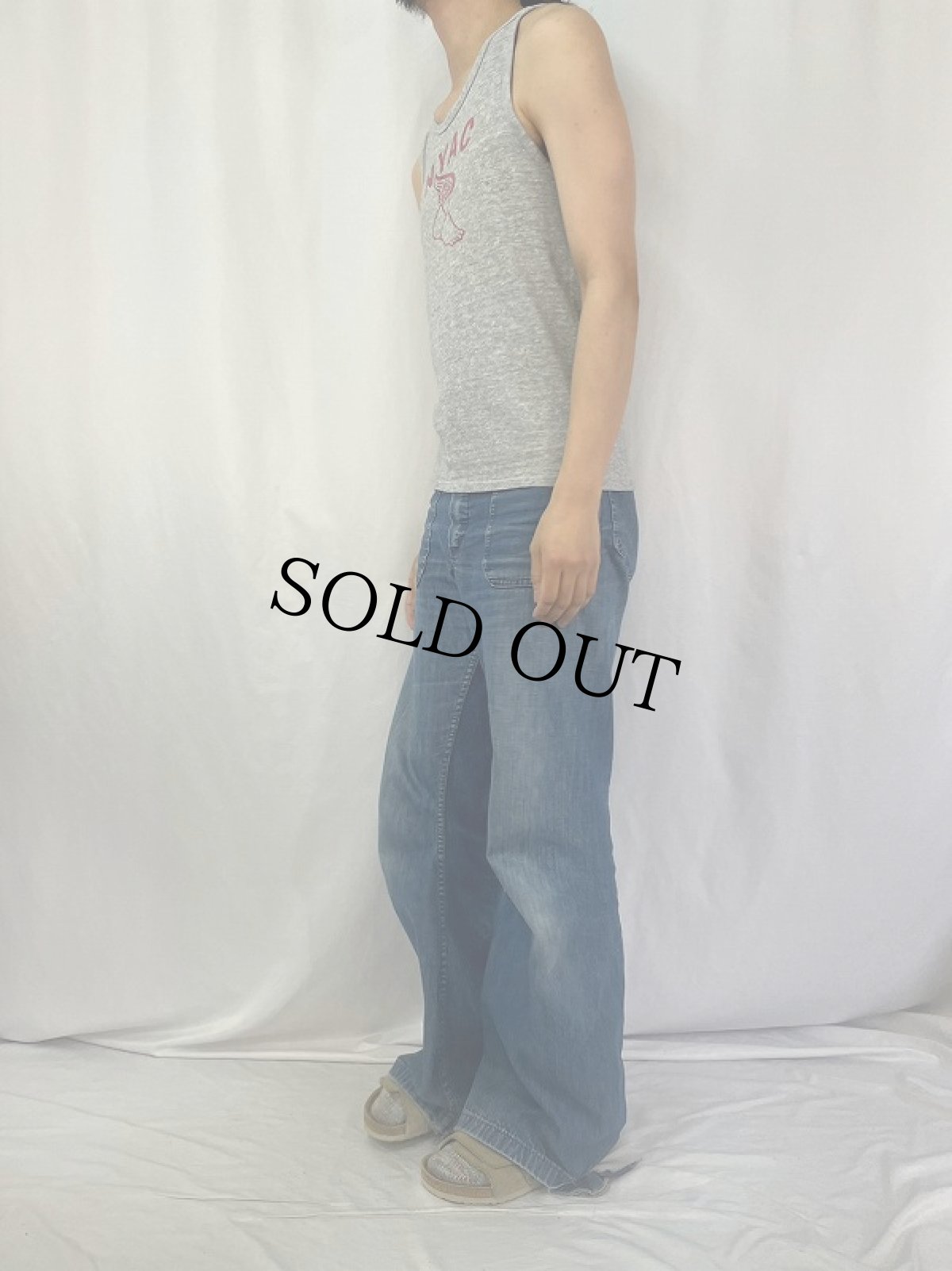 画像3: 80's Champion トリコタグ USA製 "NYAC" ウイングフット 染み込みプリントタンクトップ M (3)