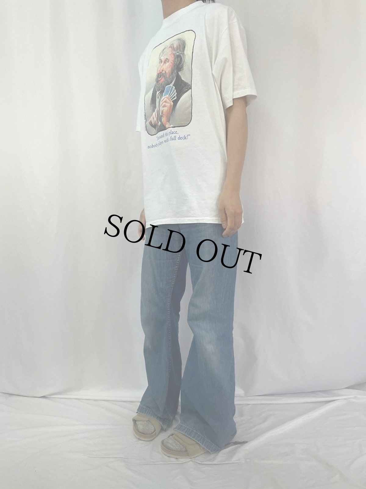 画像3: 90's Mike Scovel USA製 "Around this place, nobady plays with a full deck!" イラストプリントTシャツ XL (3)