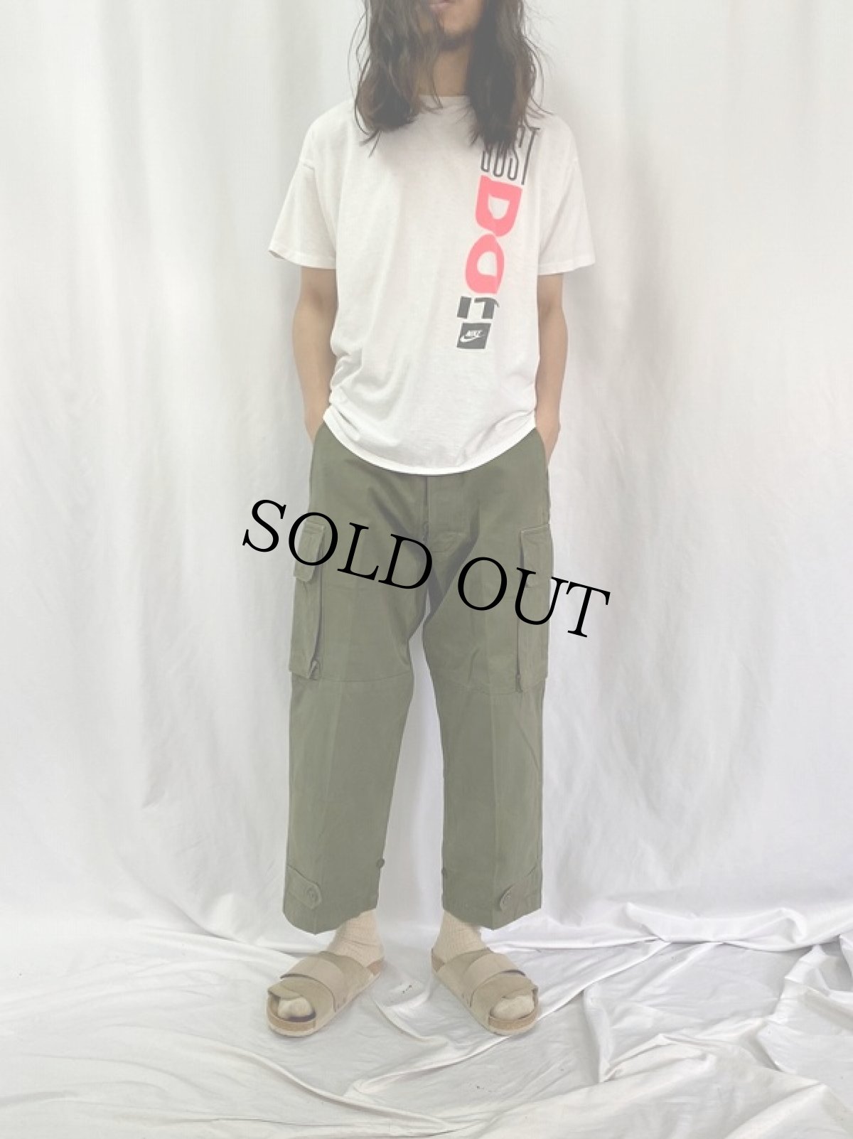 画像2: 60's FRENCH ARMY M-47後期 ヘリンボーンツイル カーゴパンツ W35 (2)