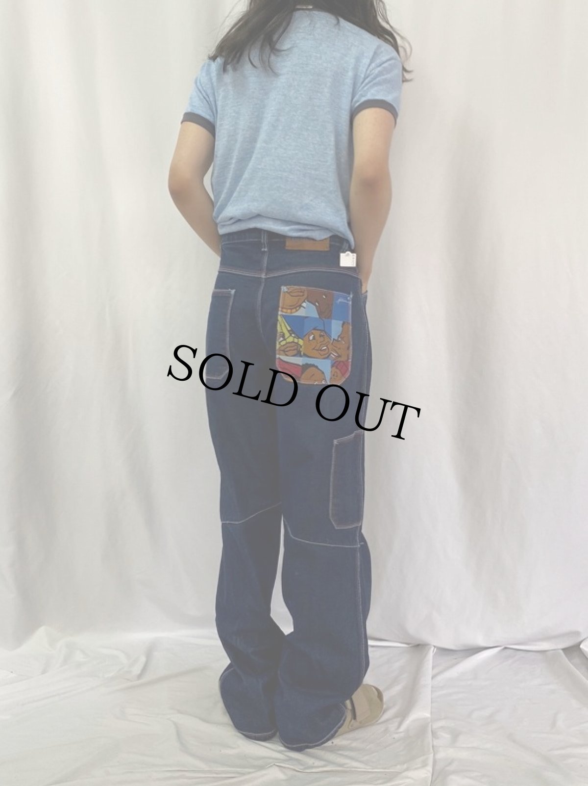 画像5: PLATINUM FUBU キャラクター柄 デニムペインターパンツ W32 (5)