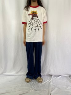 画像2: 90's USA製 "THWIP!" プリントリンガーTシャツ L (2)