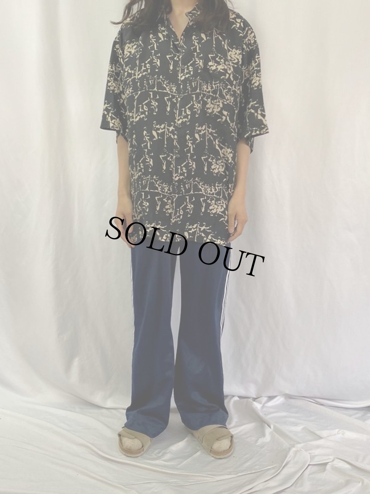 画像2: SUMMA 総柄 シルクシャツ XL (2)