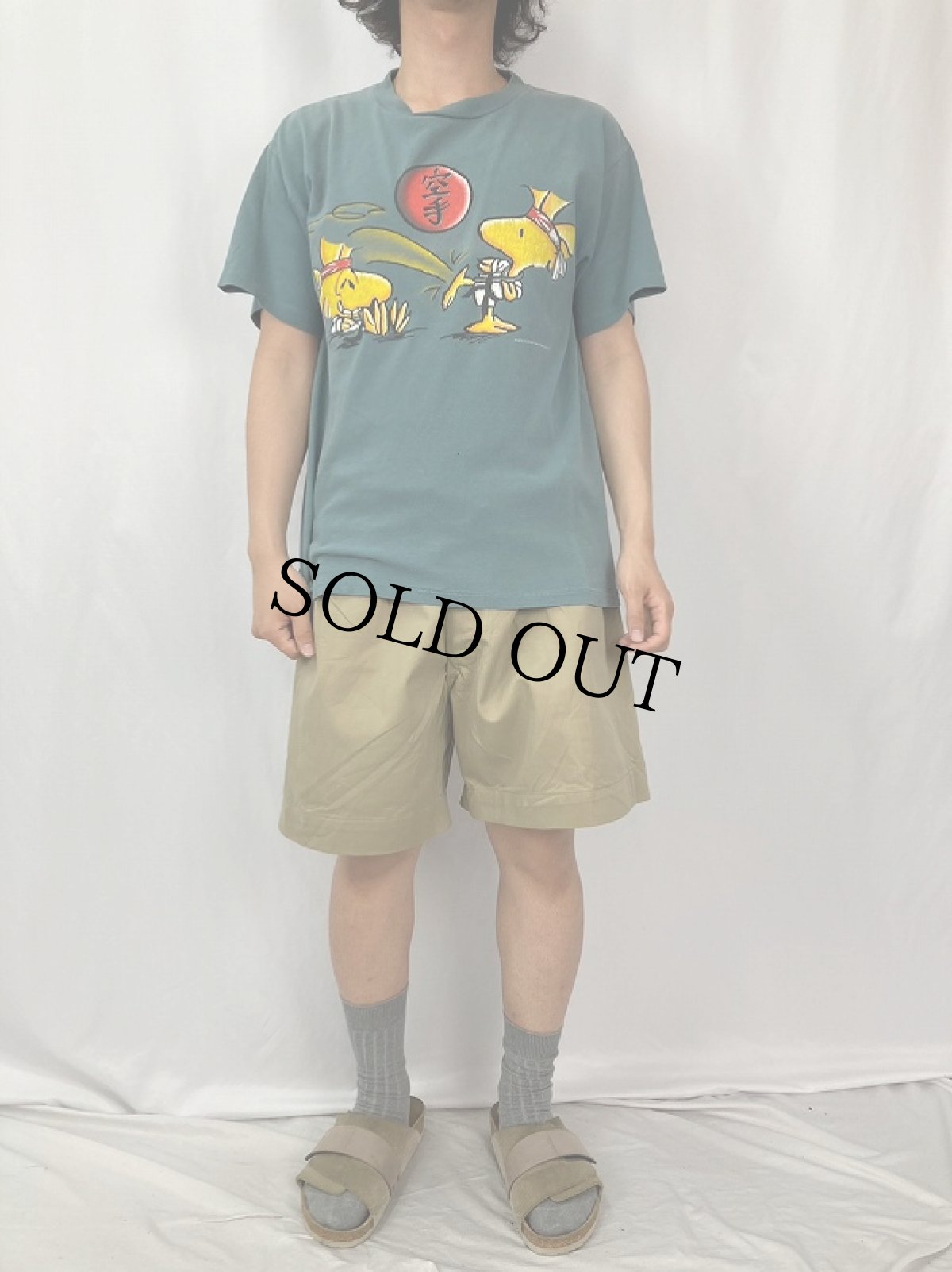 画像2: 90's PEANUTS WOODSTOCK USA製 "空手" キャラクターTシャツ M (2)