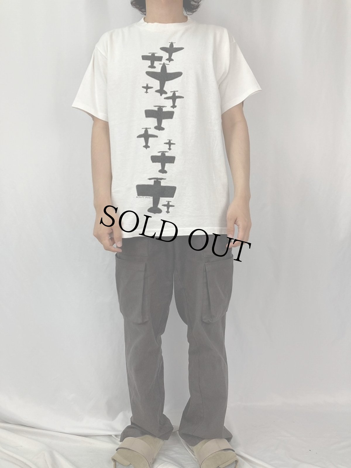 画像2: 90's GRAVITY GRAPHICS USA製 戦闘機プリントTシャツ L (2)