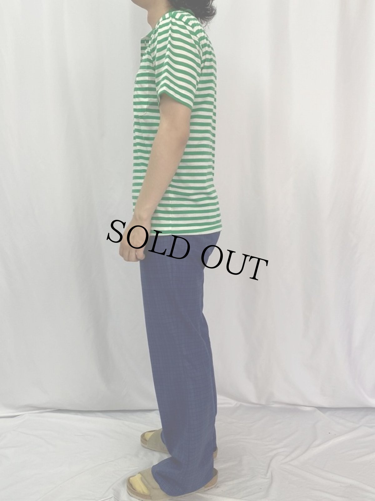 画像3: 70's CHEMISE LACOSTE FRANCE製 ロゴ刺繍 ボーダー柄 ポロシャツ M (3)