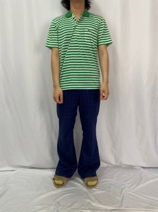 画像2: 70's CHEMISE LACOSTE FRANCE製 ロゴ刺繍 ボーダー柄 ポロシャツ M (2)