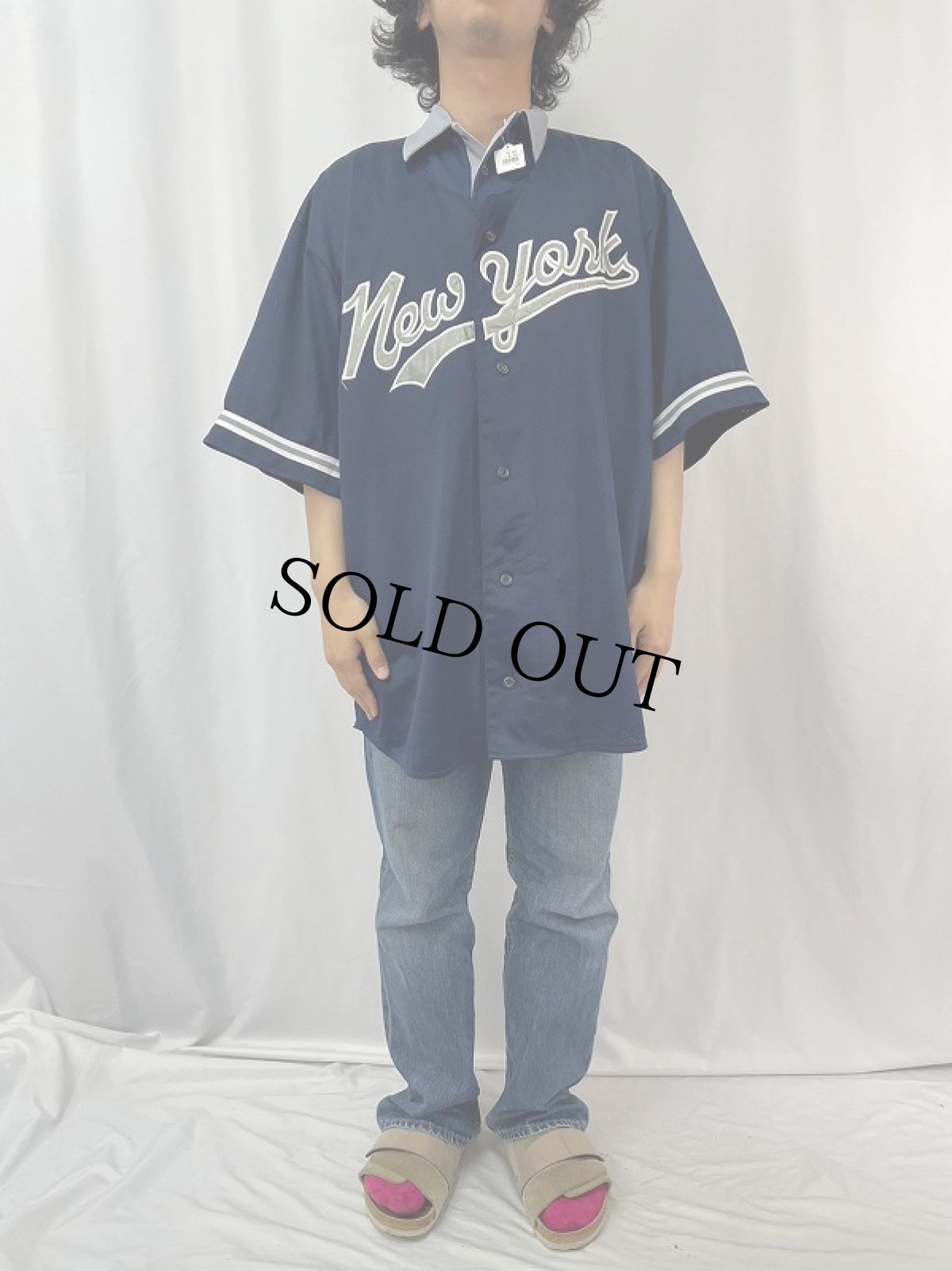 画像2: "New york" メッシュベースボールシャツ XXL (2)