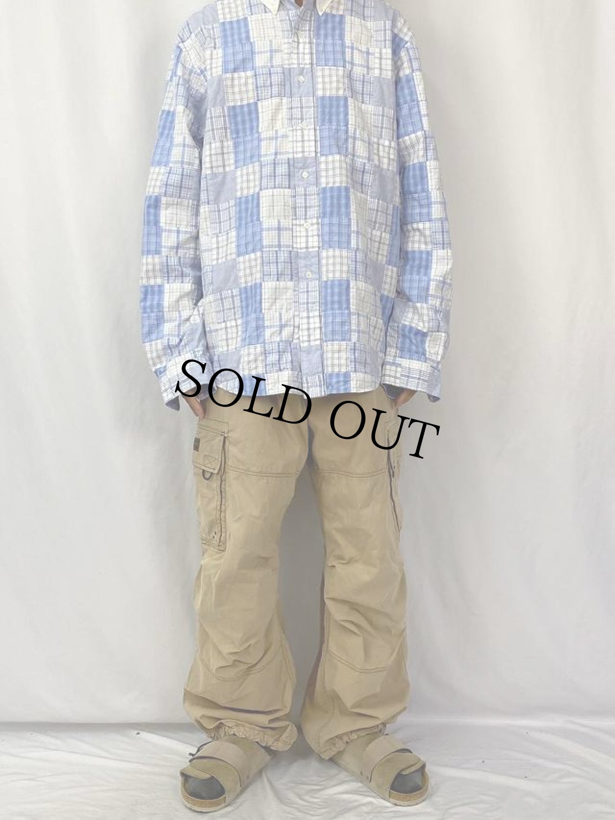 画像2: ABERCROMBIE＆FITCH コットン×ナイロンカーゴパンツ L (2)