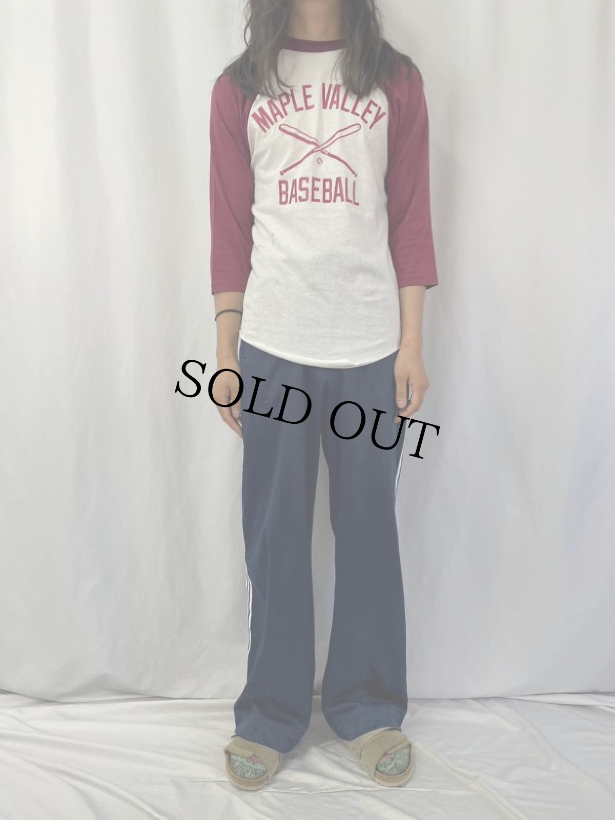 画像2: 80's USA製 "MAPLE VALLEY BASEBALL" プリントラグランTシャツ M (2)