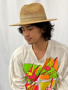 画像2: STETSON リボンデザイン ストロー中折れハット (2)