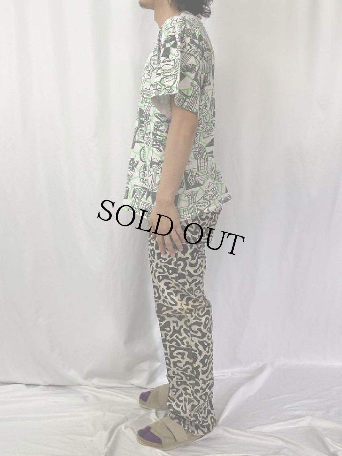 画像3: 90’s LAGUNA USA製 大判プリント アートTシャツ L (3)