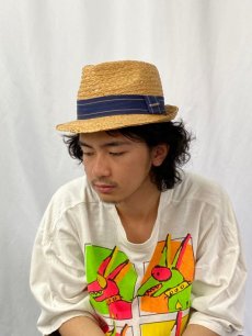 画像2: STETSON リボンデザイン ストロー中折れハット (2)